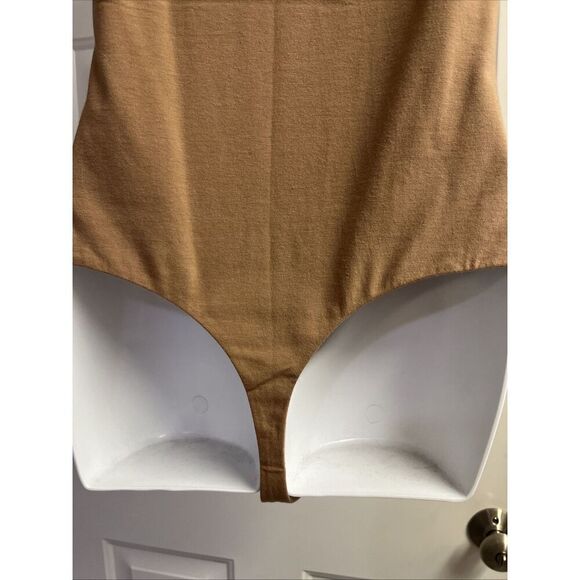 Nuuds Crewneck Sleeveless Heather Mocha/coffee Thong Bodysuit Snaps Medium NWOT - Picture 9 of 12